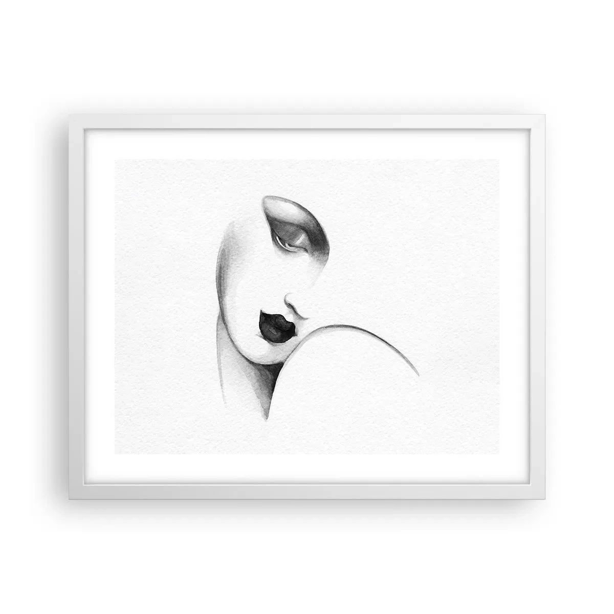 Póster en marco blanco - Pensativa - 50x40 cm