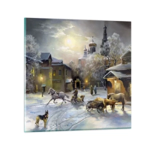 Cuadro sobre vidrio - Impresiones sobre Vidrio - La magia de un invierno ruso - 50x50 cm