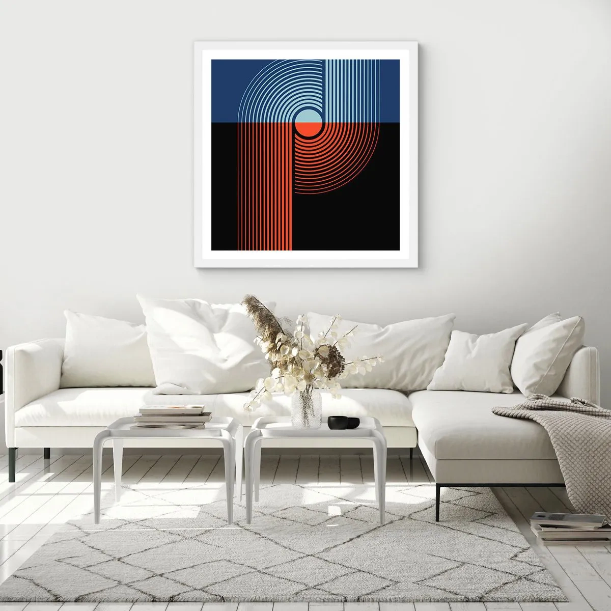 Póster en marco blanco - En un abrazo geométrico - 50x50 cm