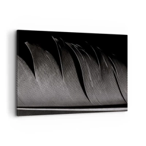 Cuadro sobre lienzo - Impresión de Imagen - Textura de plumas en blanco y negro en un estilo minimalista. - 100x70cm - Pluma - una construcción maravillosa - Decoración de pared moderna para salón y dormitorio ARTTOR