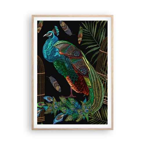 Póster en marco roble claro - Con plumajes reales - 70x100 cm