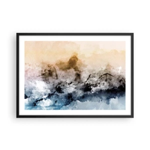 Póster en marco negro - Paisaje abstracto con niebla y colores sutiles. - 70x50cm - Hundido en una nube de niebla - Decoración de pared moderna para salón y dormitorio ARTTOR