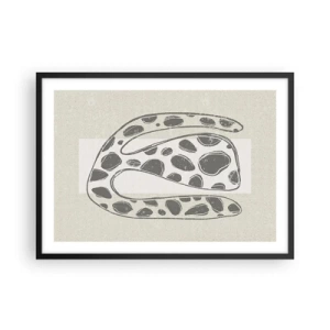 Póster en marco negro - Patrón orgánico abstracto en tonos de gris - 70x50cm - Una criatura extraña - Decoración de pared moderna para salón y dormitorio ARTTOR
