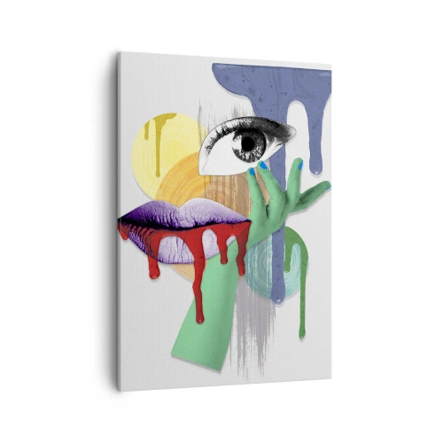 Cuadro sobre lienzo - Impresión de Imagen - Retrato deconstruido con elementos abstractos - 50x70cm - Un retrato deconstruido - Decoración de pared moderna para salón y dormitorio ARTTOR