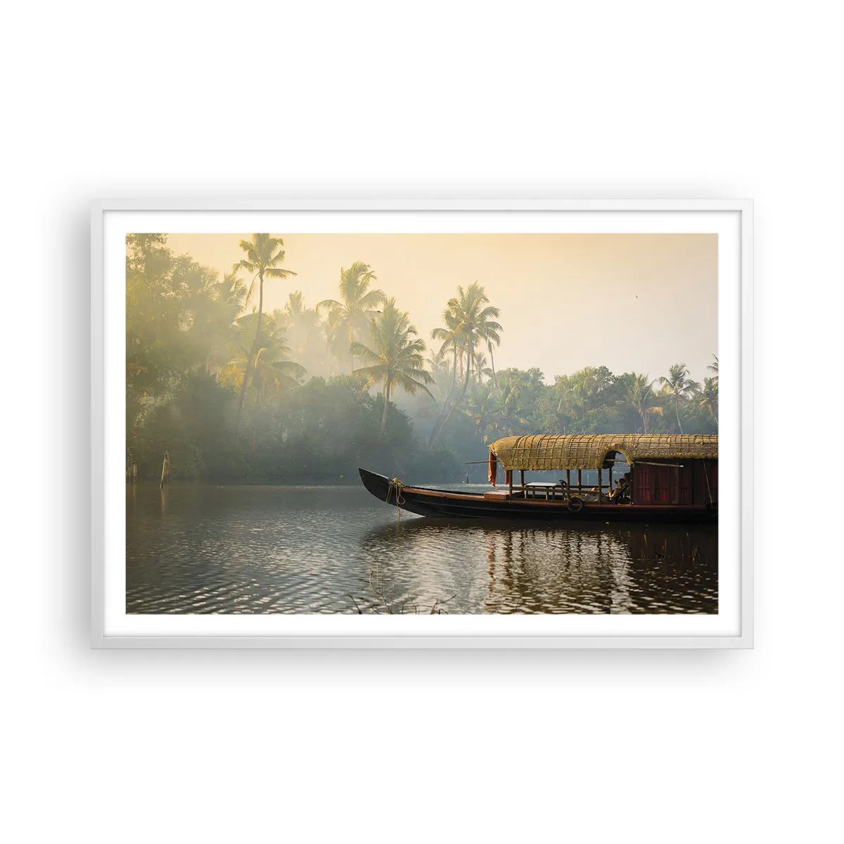 Póster en marco blanco - Casa en el río - 91x61 cm