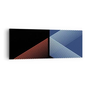 Cuadro sobre lienzo - Impresión de Imagen - Líneas geométricas en tonos rojos y azules. - 140x50cm - La rectitud - Decoración de pared moderna para salón y dormitorio ARTTOR