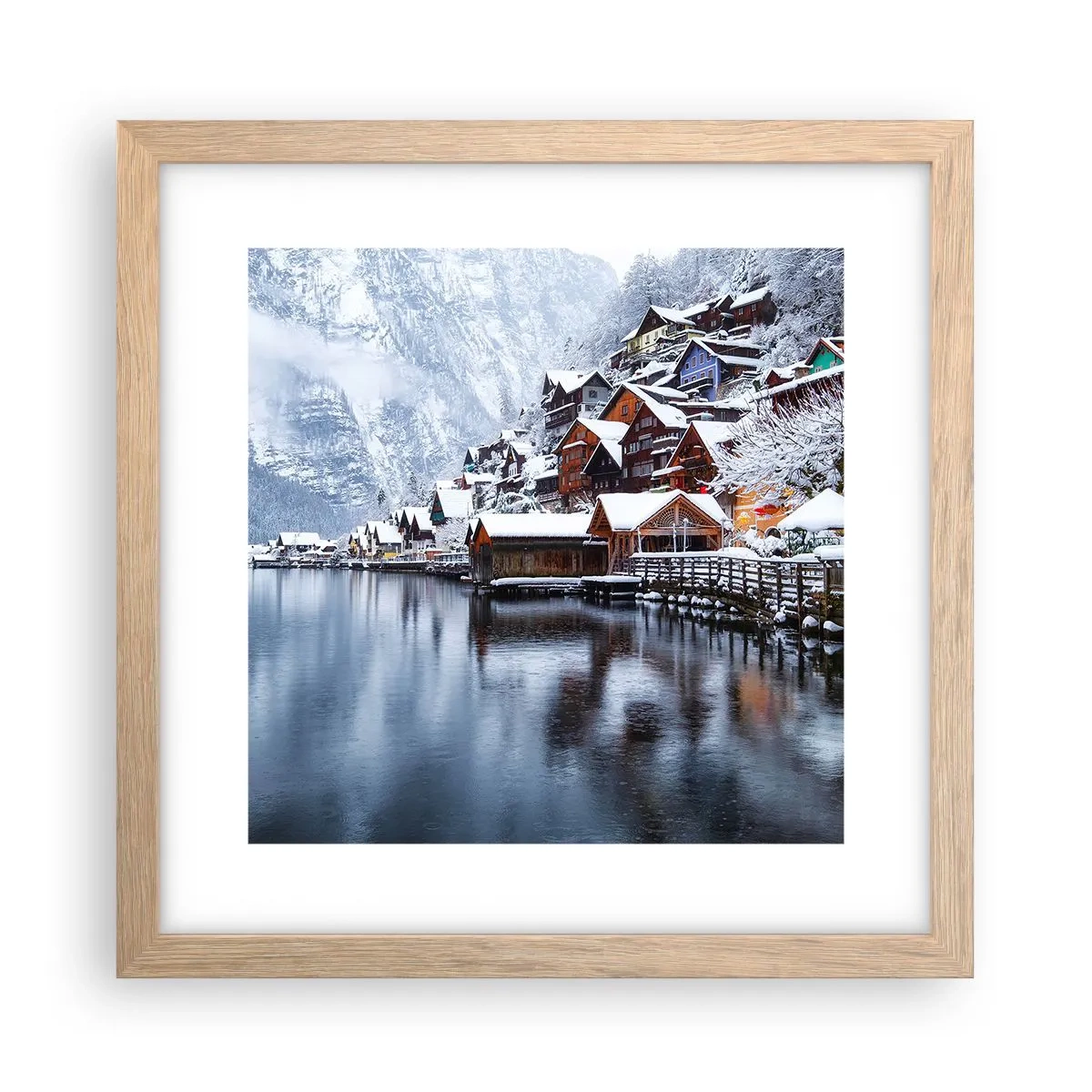 Póster en marco roble claro - En un decorado de invierno - 30x30 cm
