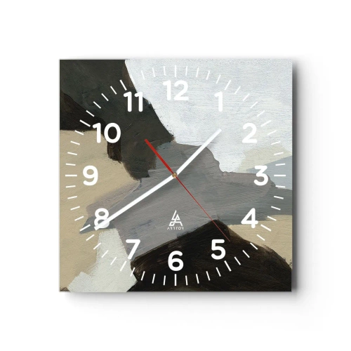 Reloj de pared - Reloj de vidrio - Abstracción: partes del gris - 40x40 cm