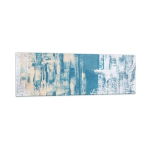 Cuadro sobre vidrio - Impresiones sobre Vidrio - Composición abstracta en tonos azules y blancos. - 160x50cm - A través de un carámbano - Decoración de pared moderna para salón y dormitorio ARTTOR