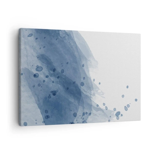 Cuadro sobre lienzo - Impresión de Imagen - Manchas y rayas abstractas en tonos azules - 70x50cm - Tul azul - Decoración de pared moderna para salón y dormitorio ARTTOR