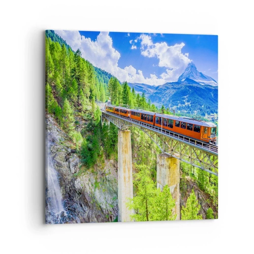 Cuadro sobre lienzo - Impresión de Imagen - Ferrocarril a los Alpes - 70x70 cm