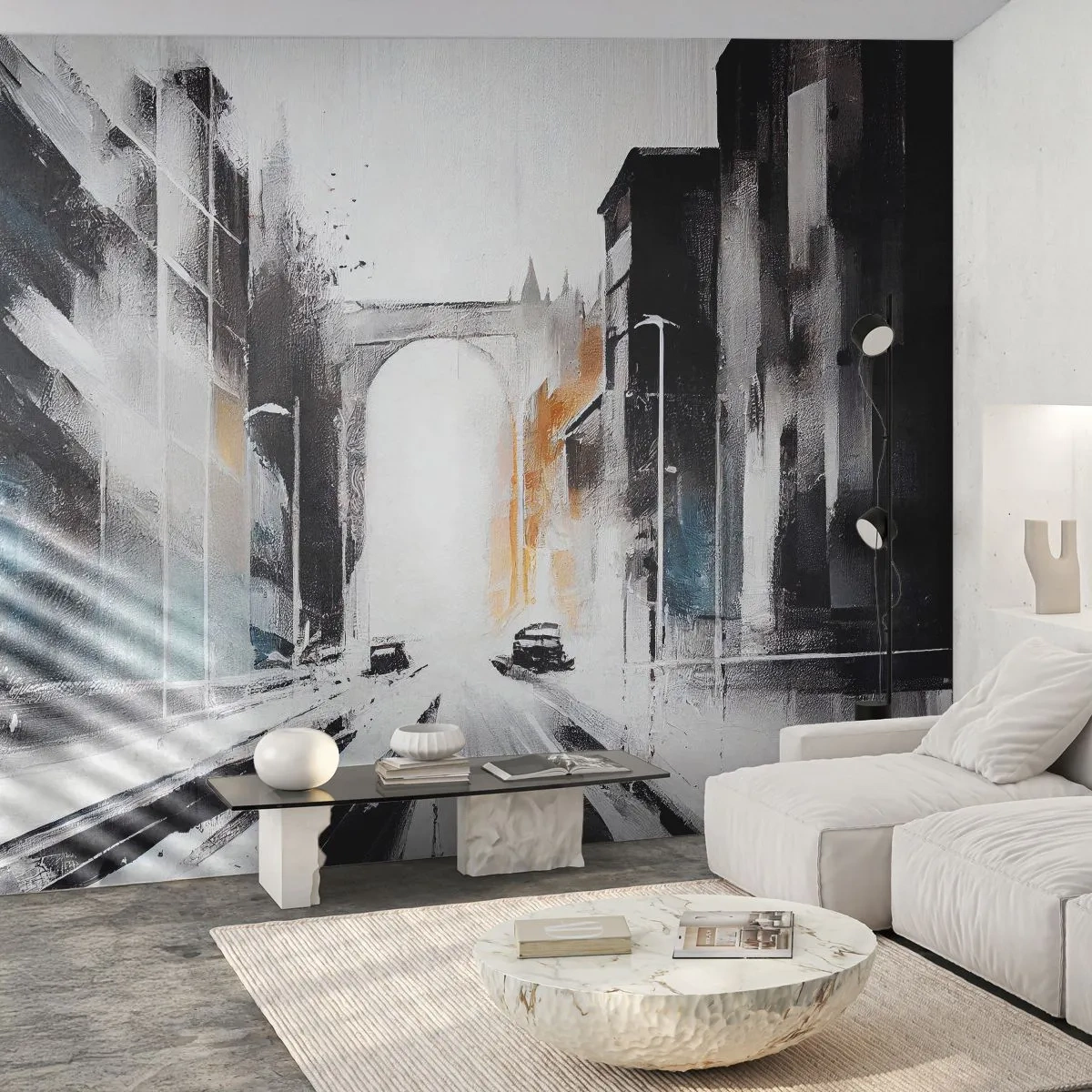 Fotomural Premium Canvas - Estudio de la ciudad: arquitectura y movimiento - Arquitectura, Paisaje, Calle - 200x140 cm