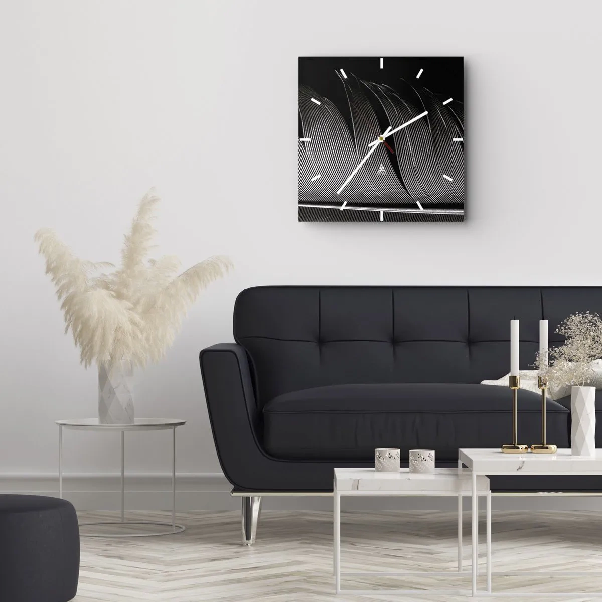 Reloj de pared - Reloj de vidrio - Pluma - una construcción maravillosa - 30x30 cm