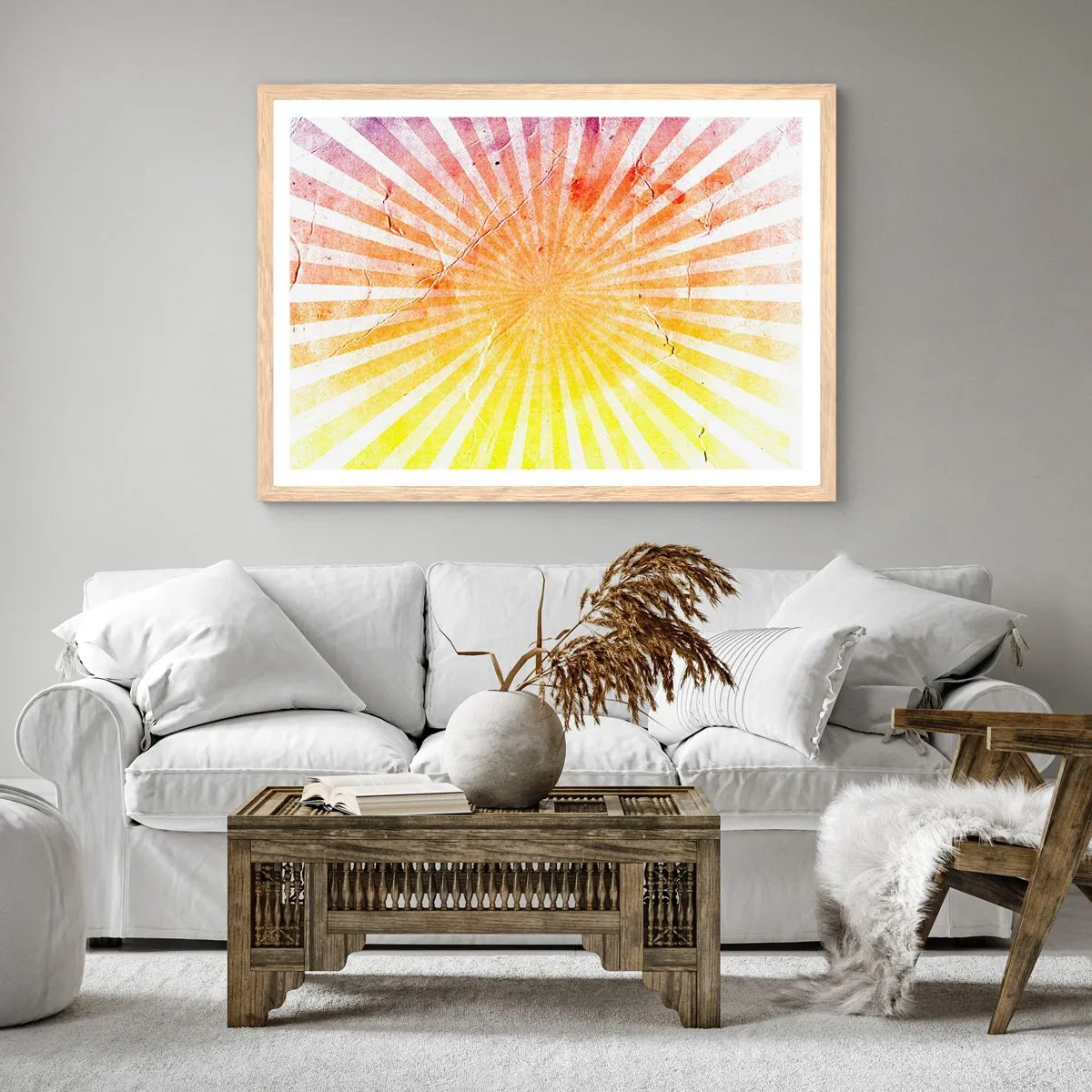 Póster en marco roble claro - Renacer del sol - 70x50 cm