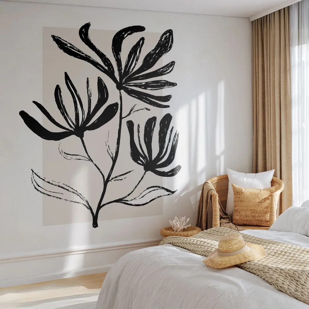 Fotomural Premium Canvas - Esbozo para un herbario - Flor, minimalista, Moderno - 200x140 cm