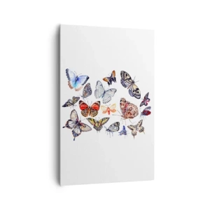 Cuadro sobre lienzo - Impresión de Imagen - Mariposas coloridas sobre un fondo blanco - 80x120cm - Enjambre de colores - Decoración de pared moderna para salón y dormitorio ARTTOR