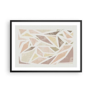 Póster en marco negro - Formas geométricas abstractas en colores pastel - 70x50cm - Composición de vidrieras - Decoración de pared moderna para salón y dormitorio ARTTOR