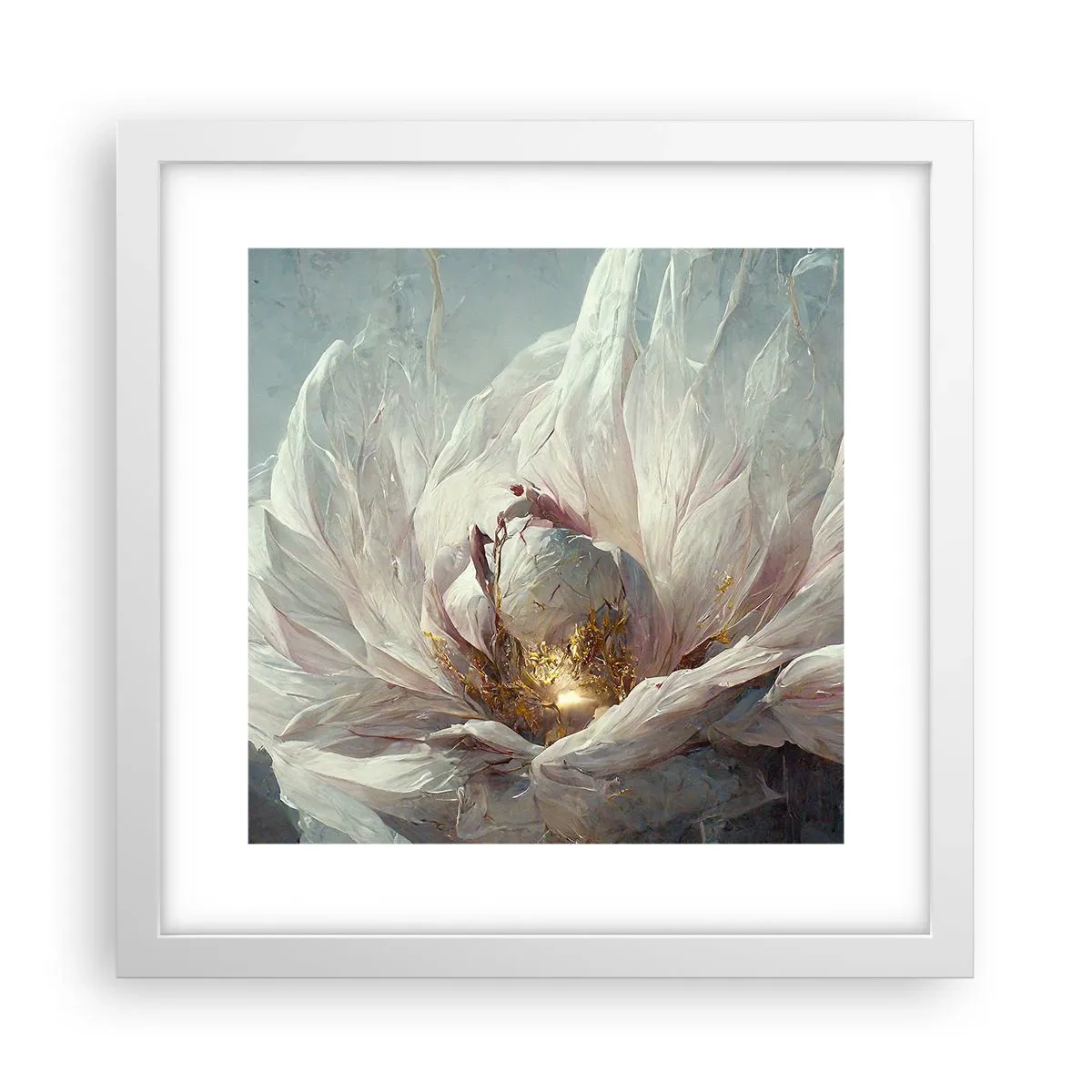 Póster en marco blanco - Florece una vez cada cien años - 30x30 cm