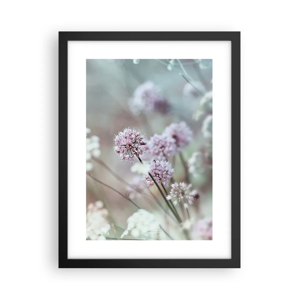 Póster en marco negro - Dulces filigranas de hierbas - 30x40 cm