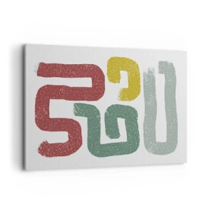 Cuadro sobre lienzo - Impresión de Imagen - Patrones geométricos coloridos en un estilo abstracto. - 100x70cm - En un idioma desconocido - Decoración de pared moderna para salón y dormitorio ARTTOR