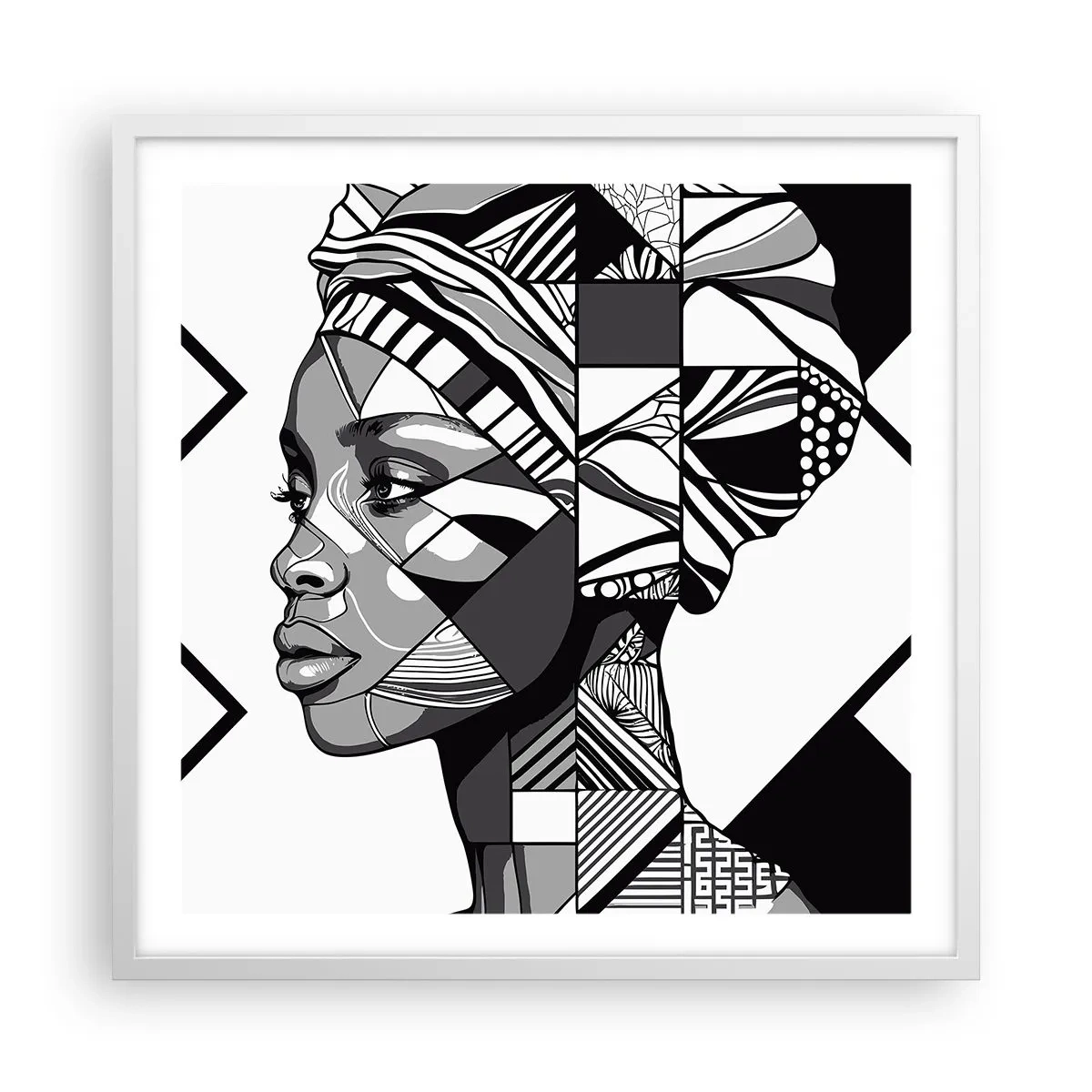 Póster en marco blanco - Retrato étnico - 60x60 cm