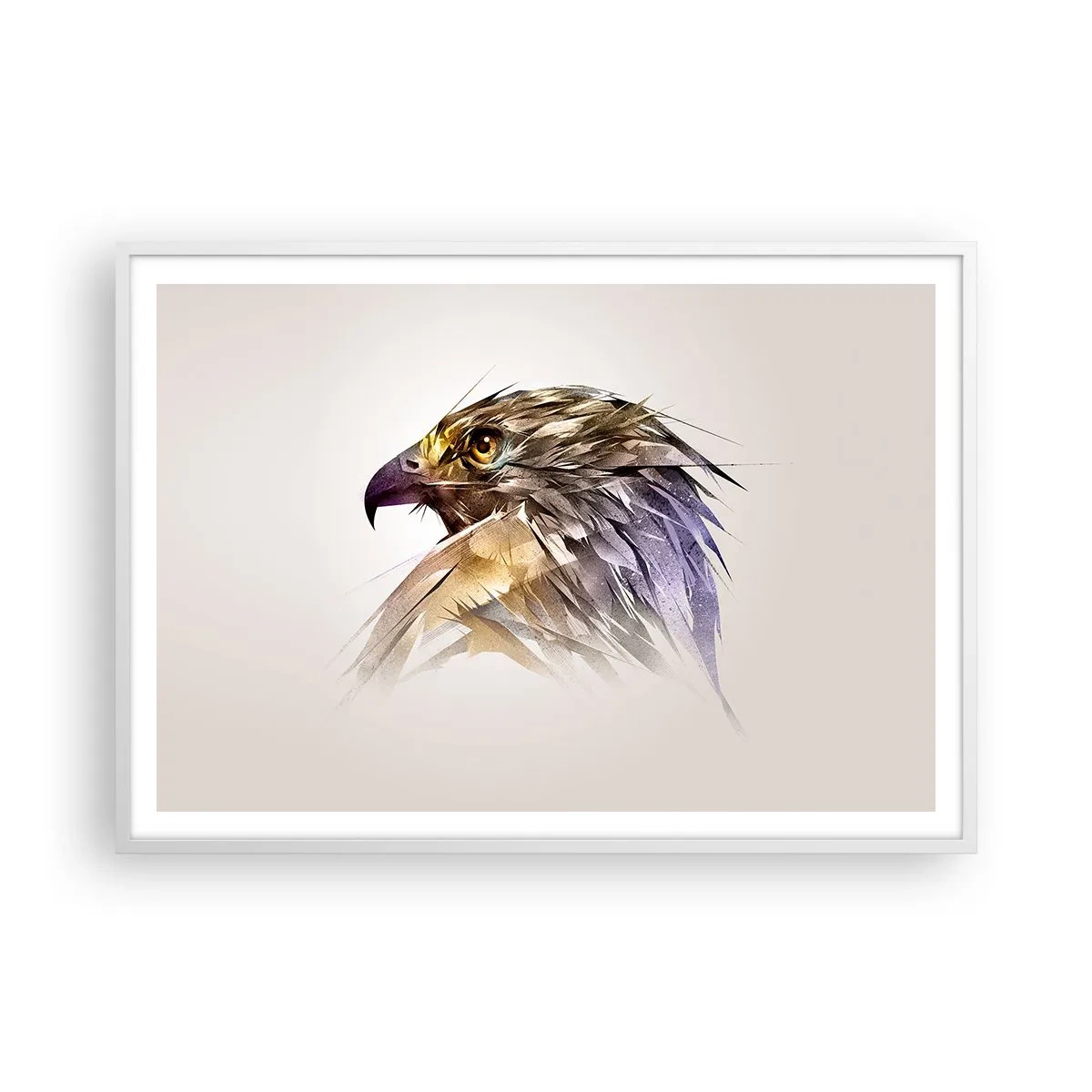 Póster en marco blanco - Retrato de un guerrero - 100x70 cm