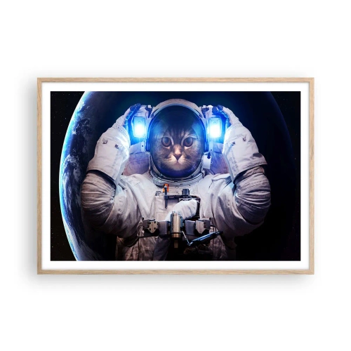 Póster en marco roble claro - Houston, tienes un problema. - 100x70 cm