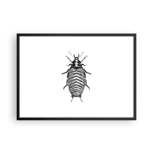 Póster en marco negro - Gráfico de un insecto en blanco y negro sobre un fondo blanco. - 70x50cm - ¡Qué espécimen! - Decoración de pared moderna para salón y dormitorio ARTTOR