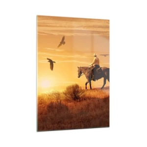 Cuadro sobre vidrio - Impresiones sobre Vidrio - Solo por la pradera - 50x70cm - Solo a través de la pradera - Decoración de pared moderna para salón y dormitorio ARTTOR