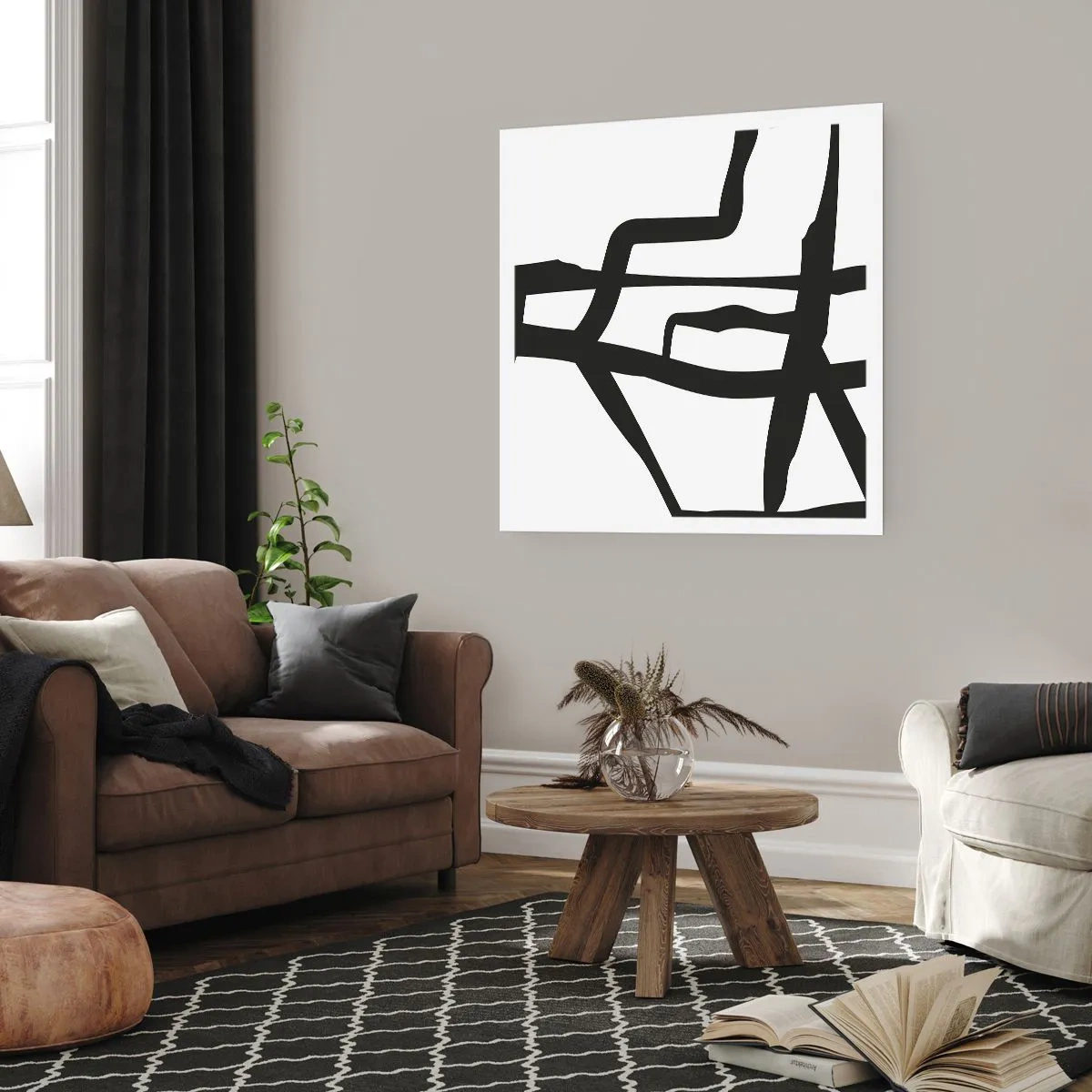 Póster - Construcción en blanco y negro - 30x30 cm