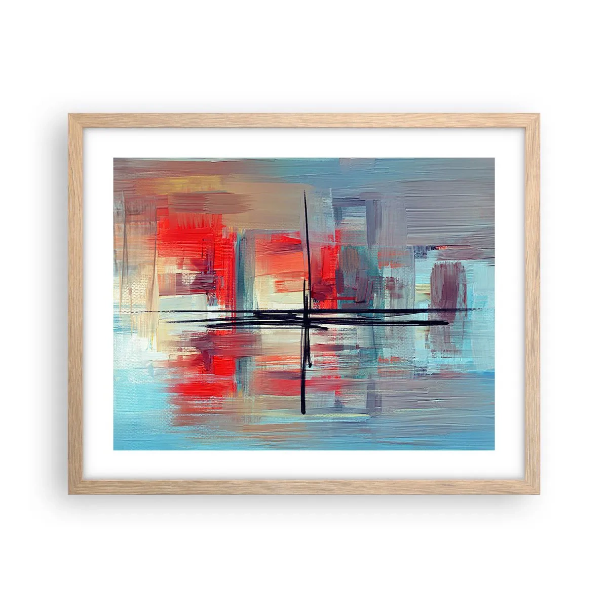 Póster en marco roble claro - Paisaje en una dimensión desconocida - 50x40 cm