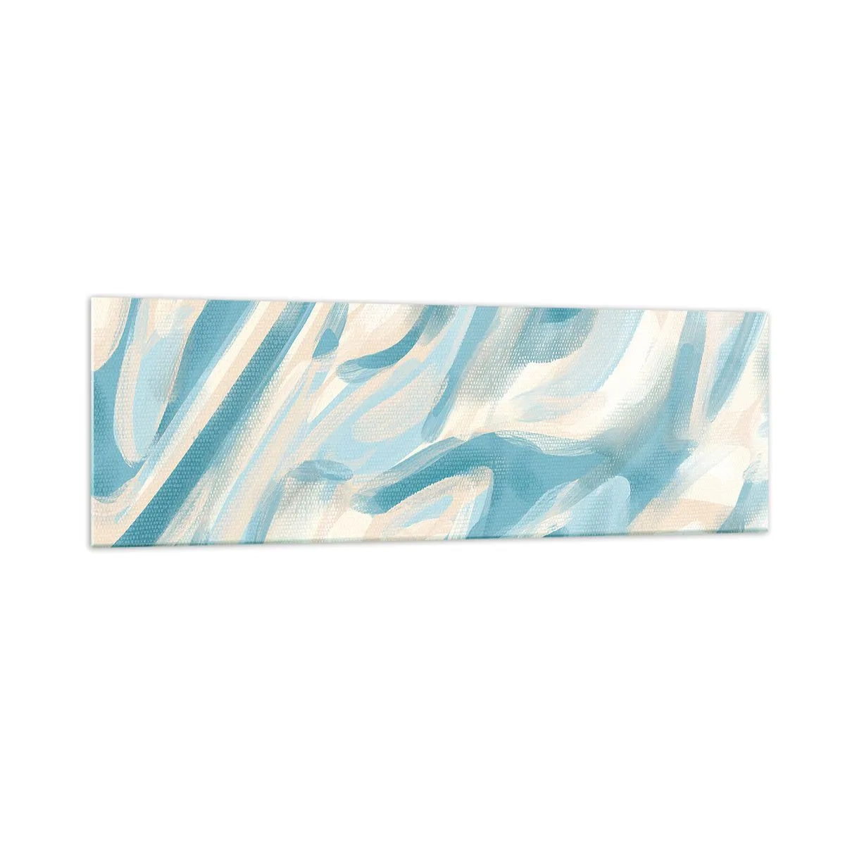 Cuadro sobre vidrio - Impresiones sobre Vidrio - Rayas azules abstractas sobre un fondo claro - 160x50cm - Brisas primaverales - Decoración de pared moderna para salón y dormitorio ARTTOR