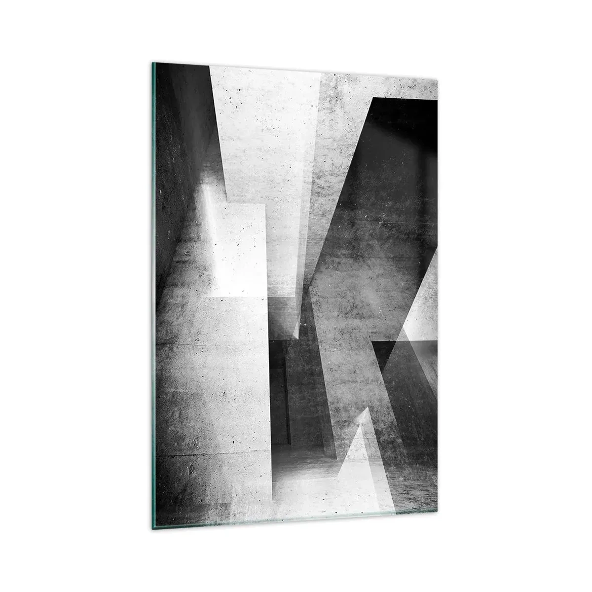 Cuadro sobre vidrio - Impresiones sobre Vidrio - Formas geométricas en una composición monocromática - 80x120cm - La estructura del espacio - Decoración de pared moderna para salón y dormitorio ARTTOR