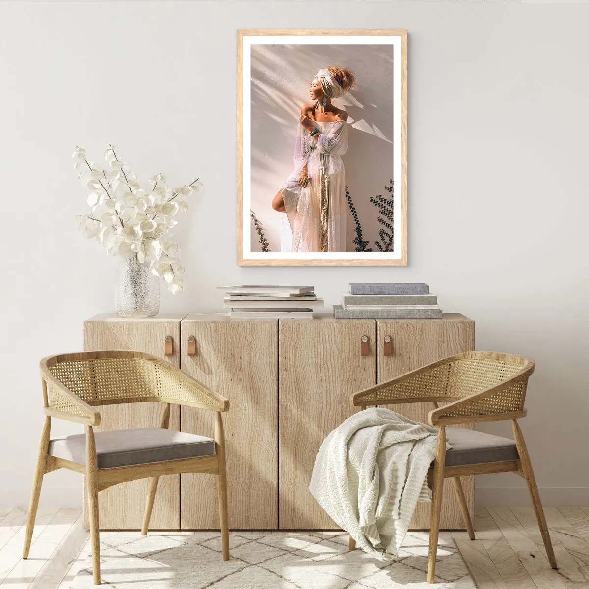 Póster en marco roble claro - El sol y la joven - 61x91 cm