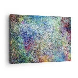Cuadro sobre lienzo - Impresión de Imagen - Composición abstracta con líneas y texturas multicolores. - 70x50cm - No es tan fácil - Decoración de pared moderna para salón y dormitorio ARTTOR