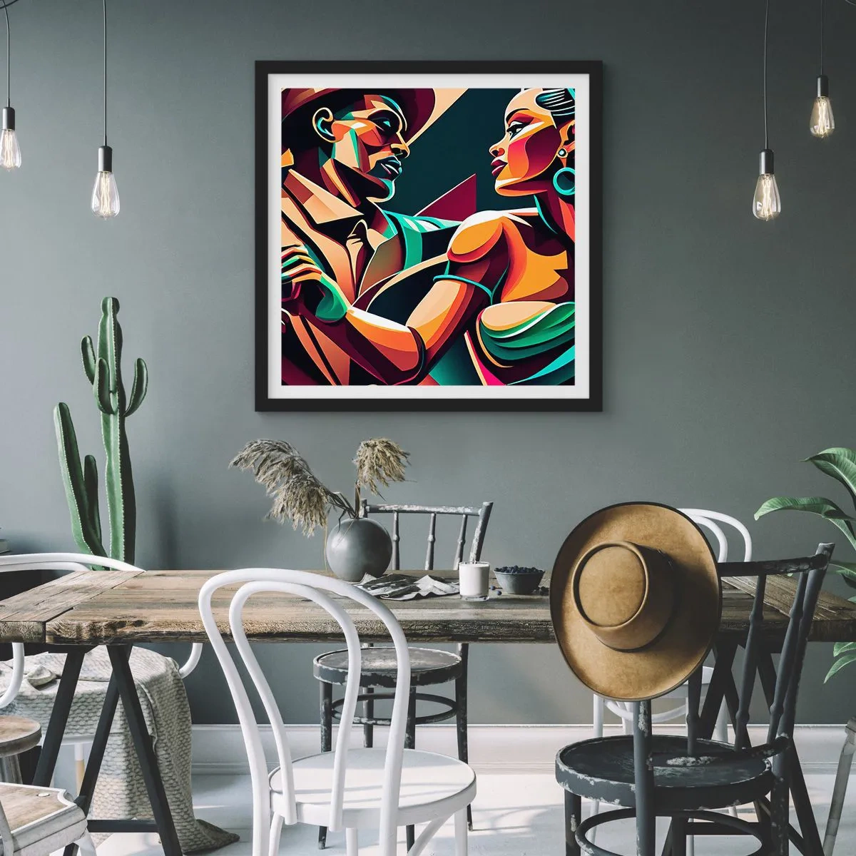 Póster en marco negro - Al ritmo del corazón - 60x60 cm