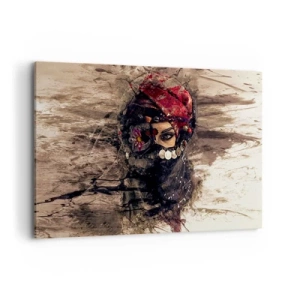 Cuadro sobre lienzo - Impresión de Imagen - Retrato artístico de una mujer con atuendo oriental sobre un fondo abstracto. - 100x70cm - Inquietante, como mínimo - Decoración de pared moderna para salón y dormitorio ARTTOR