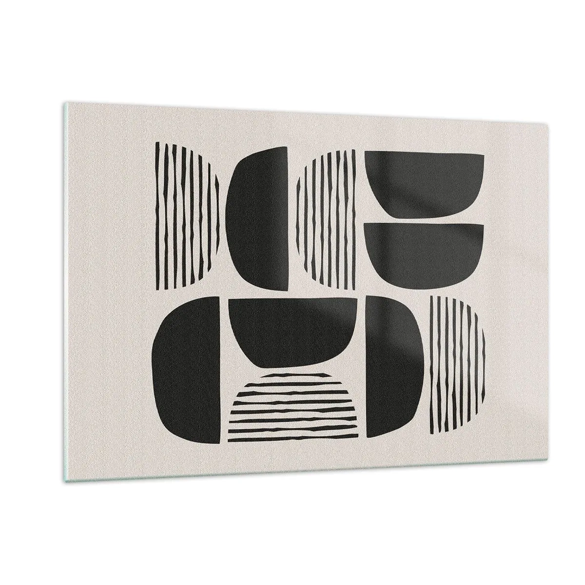 Cuadro sobre vidrio - Impresiones sobre Vidrio - Composición abstracta de formas geométricas con líneas. - 120x80cm - Arreglos a medias - Decoración de pared moderna para salón y dormitorio ARTTOR