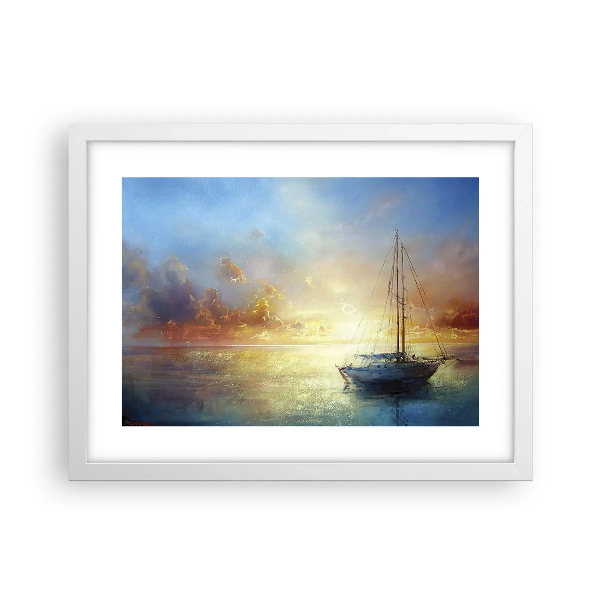 Póster en marco blanco - En una bahía dorada - 40x30 cm