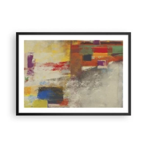 Póster en marco negro - Abstracción colorida con formas geométricas. - 70x50cm - Geometría de color - Decoración de pared moderna para salón y dormitorio ARTTOR