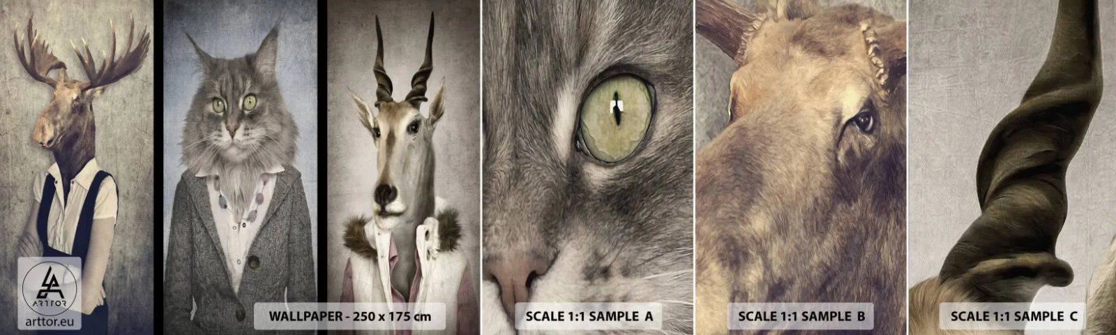 Muestra de fotomural autoadhesivo Deluxe Sticker - Las pieles vuelven a estar de moda - Abstracción, Fantasía, Alce - 100x30 cm