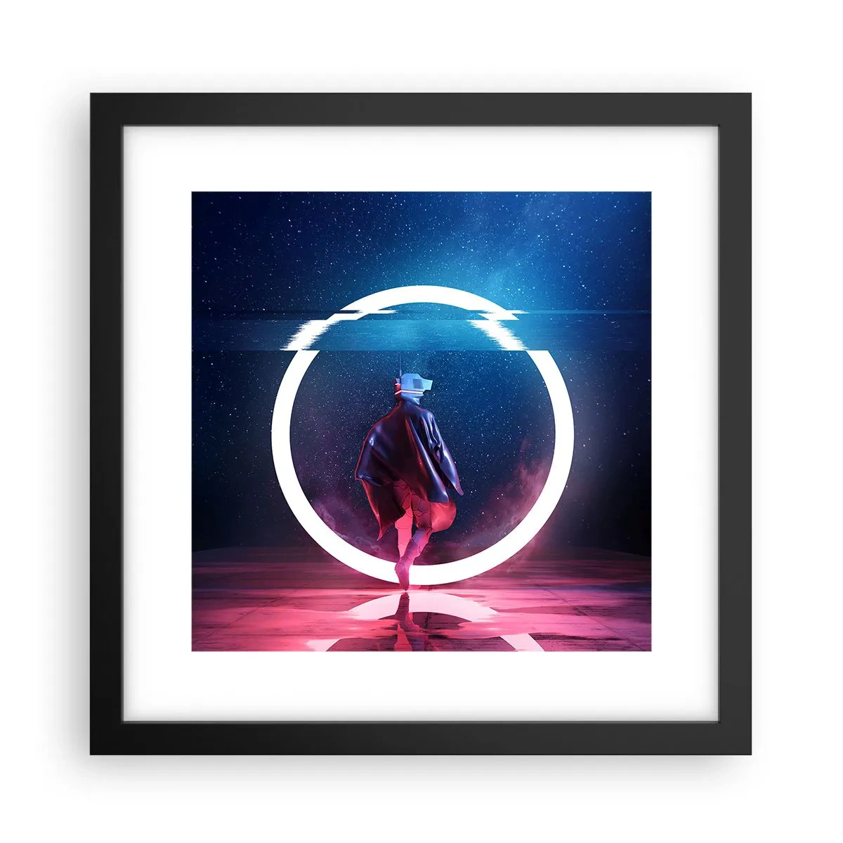 Póster en marco negro - Entre mundos - 30x30 cm