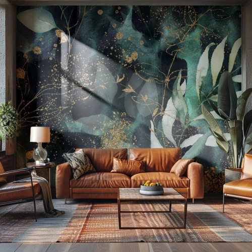 Fotomural Autadhesivo Deluxe Sticker - Jardín encantado - Plantas, Hojas, Botánica - 150x105 cm