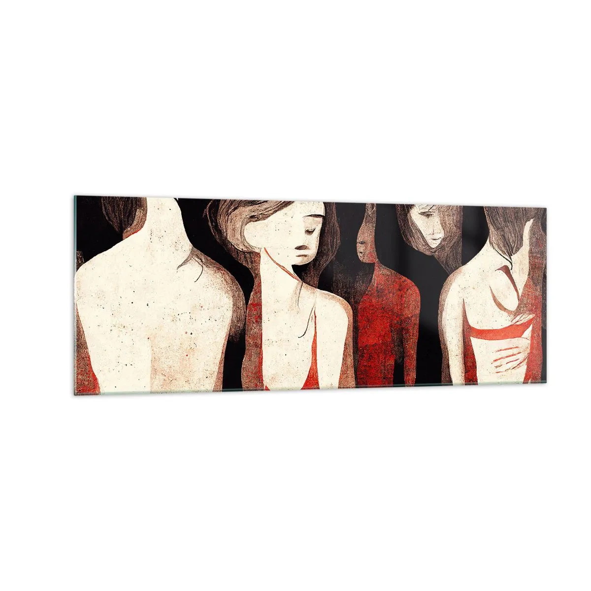 Cuadro sobre vidrio - Impresiones sobre Vidrio - Figuras artísticas en una composición abstracta - 140x50cm - Madonnas de la oscuridad - Decoración de pared moderna para salón y dormitorio ARTTOR