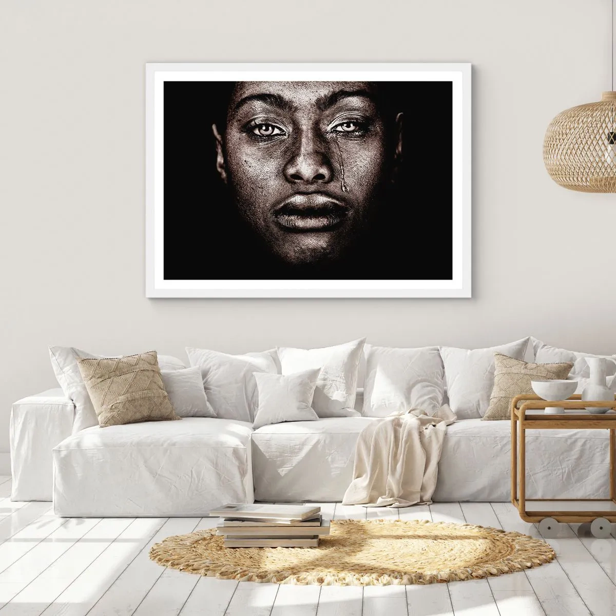 Póster en marco blanco - Una lágrima - 100x70 cm
