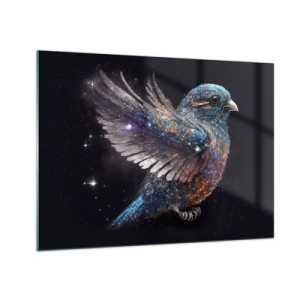 Cuadro sobre vidrio - Impresiones sobre Vidrio - Gorrión espacial con purpurina de diamante - 70x50cm - Gorrión de diamante - Decoración de pared moderna para salón y dormitorio ARTTOR