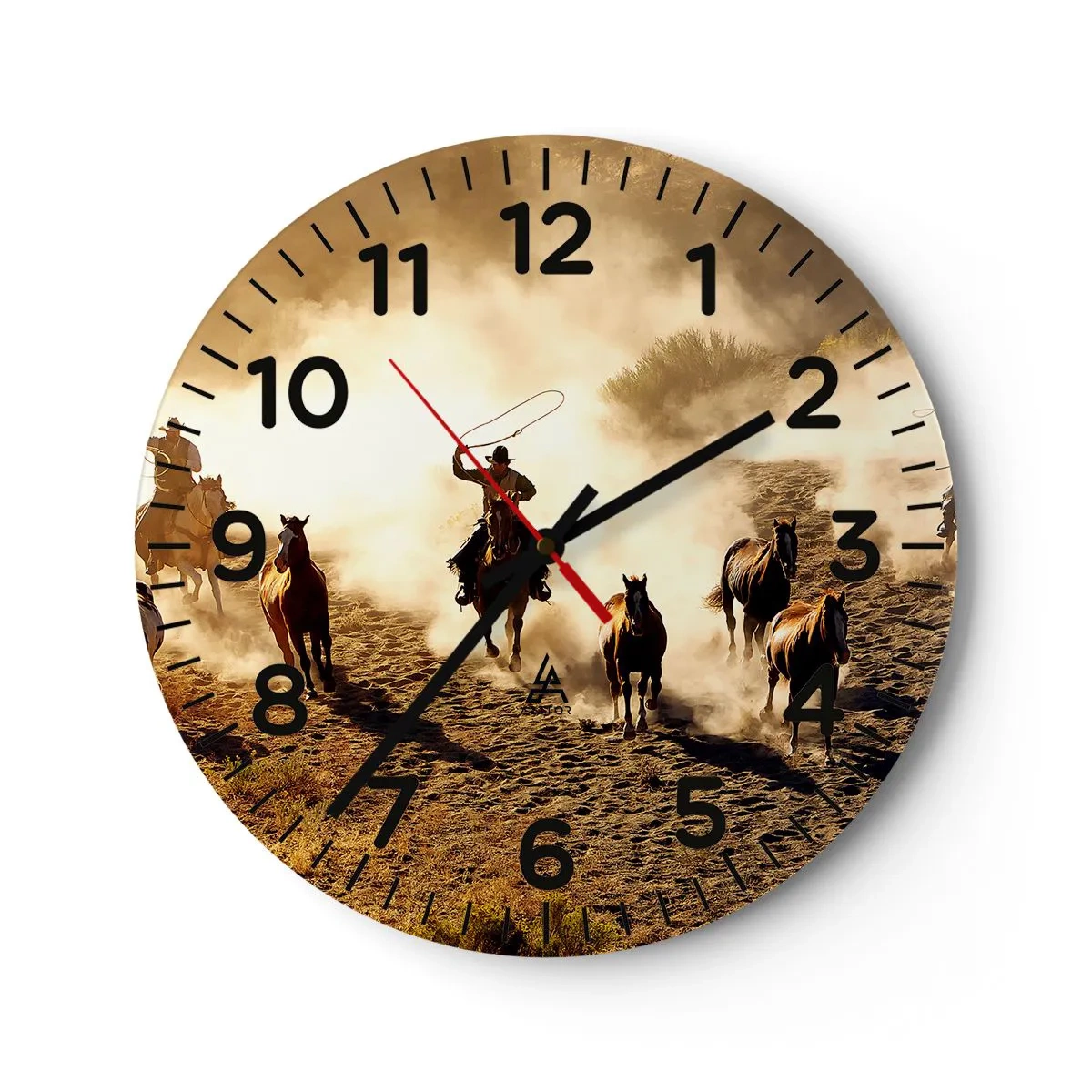 Reloj de pared - Reloj de vidrio - El salvaje oeste - 40x40 cm