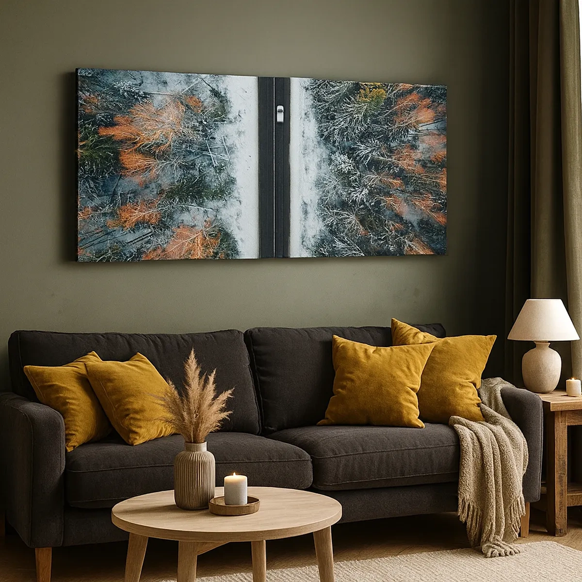 Cuadro sobre lienzo - Impresión de Imagen - Atravesar el bosque en invierno - 30x30 cm