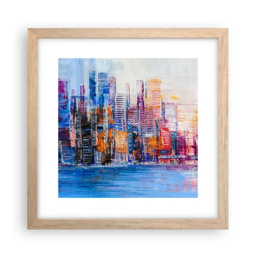 Póster en marco roble claro - Una metrópoli alegre - 30x30 cm