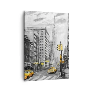 Cuadro sobre lienzo - Impresión de Imagen - Calle de Nueva York con acentos amarillos - 50x70cm - Una de las muchas historias de la gran manzana - Decoración de pared moderna para salón y dormitorio ARTTOR
